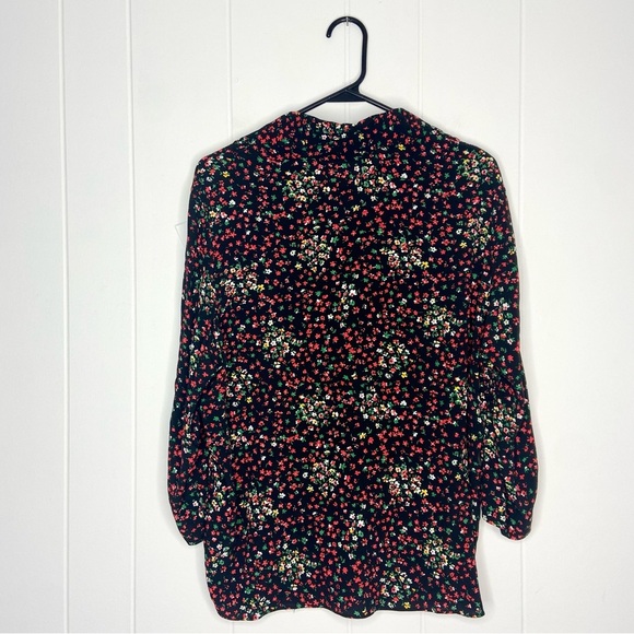 & Other Stories Black Red Floral Button Down Blouse Career Workwear Fall Size 8 - Picture 3 of 6